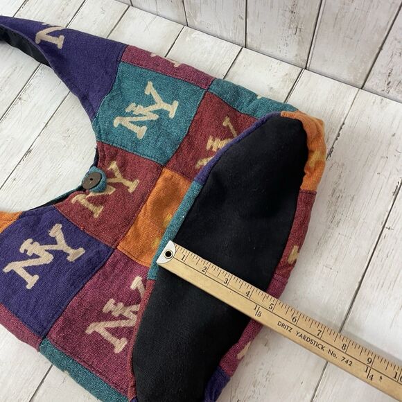 NY Crossbody Sling Slouchy HOBO Bag NEW YORK BLOCK PATCHWORK - Nepal - Picture 10 of 13